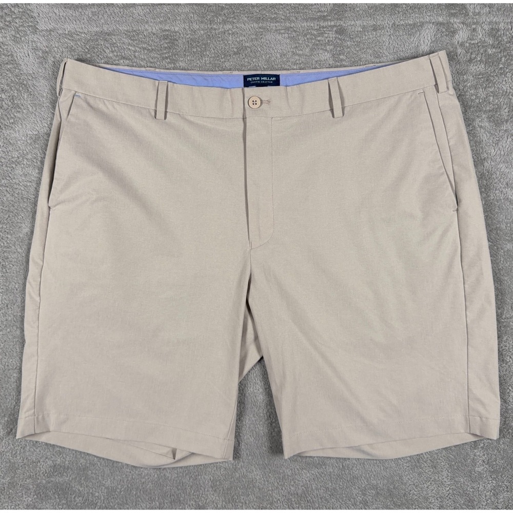 Peter Millar Shorts Mens 40 Beige Surge Crown Crafted Tailored Fit Stretch Chino